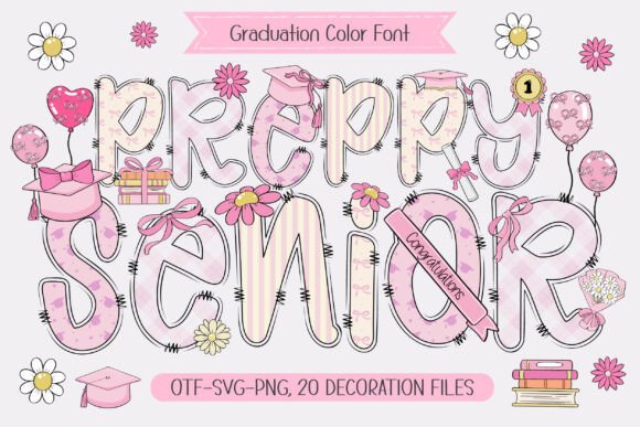 Preppy Senior: A Color Font for Graduation Design That Balances Charm and Practicality