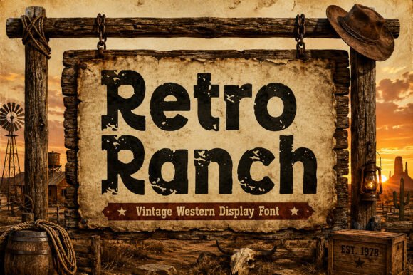 Retro Ranch: A Vintage Display Font with Western Soul